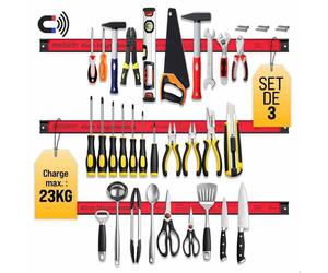 MONZANA® 3x Barre magnétique pour outils 45 cm aimant puissant rangement outils barre aimantée murale charge max. 23 kg