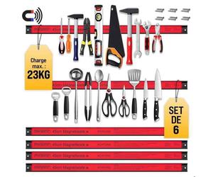 MONZANA® 6x Barre magnétique pour outils 45 cm aimant puissant rangement outils barre aimantée murale charge max. 23 kg