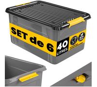 Monzana® 6x Caisse de rangement 40 L robuste avec couvercle hermétique et roulettes empilable sans BPA gain de place caisse de rangement organisateur