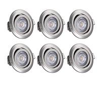 Monzana 6x Spot LED Encastrable Krog Argent 5W 400Lumen 3000K réglable luminaire plafond pour cuisine salon entrée éclairage