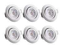 Monzana 6x Spot LED Encastrable Krog Blanc 5W 400Lumen 3000K réglable luminaire plafond pour cuisine salon entrée éclairage