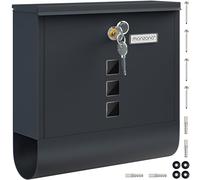 Monzana Boîte aux Lettres Murale XXL Acier zingué Anthracite Tube journaux courrier 2X clés Fente d'insertion Extra Large