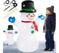 MONZANA® Bonhomme de neige gonflable 120 cm XL décoration lumineuse Noël matériel fixation extérieur personnage figurine Noël fête autogonflant