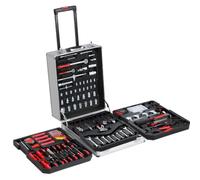 MONZANA® Valise à outils 899 pièces Argent en acier robuste Poignée télescopique Mallette bricolage à roulettes Clés Tournevis