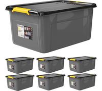 Monzana® 6x Caisse de rangement 40 L robuste avec couvercle hermétique et roulettes empilable sans BPA gain de place caisse de rangement organisateur
