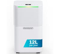 MONZANA® Déshumidificateur 12L/Jour Silencieux 38dB – Anti-Humidité & Anti-Moisissure, Compresseur R290, Séchage Linge, Arrêt Automatique, Idéal Salle de Bain, Chambre, Maison