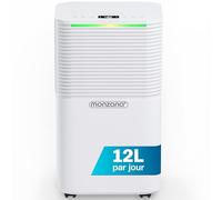 MONZANA® Déshumidificateur 12L/Jour Silencieux 38dB – Anti-Humidité & Anti-Moisissure, Compresseur R290, Séchage Linge, Arrêt Automatique, Idéal Salle de Bain, Chambre, Maison