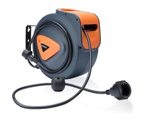 MONZANA® Enrouleur électrique automatique 15m + 1,5m pivotable 180° fixation murale rallonge électrique enrouleur câble automatique