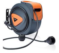 MONZANA® Enrouleur électrique automatique 20m + 1,5m pivotable 180° fixation murale rallonge électrique enrouleur câble automatique