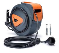 MONZANA® Enrouleur Electrique Mural 15 m Avec Support Pivotant 180°, Enrouleur Electrique Automatique Compact Pour Atelier Et Jardin, Enrouleur Automatique Electrique Avec Protection Surchauffe