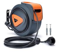 MONZANA® Enrouleur Electrique Mural 20 M Avec Support Pivotant 180°, Enrouleur Electrique Automatique Compact Pour Atelier Et Jardin, Enrouleur Automatique Electrique Avec Protection Surchauffe