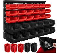 DEUBA® Étagère à outils murale avec 30 boites de rangement empilables et 2 panneaux muraux extensible rangement atelier