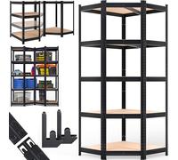 Monzana® Étagère Charge Lourde 180x70x40cm Noir Etagère d'angle 5 Plateaux Max. 875 kg Etagère de Rangement en Acier