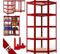 Monzana® Étagère Charge Lourde 180x70x40cm Rouge Etagère d'angle 5 Plateaux Max. 875 kg Etagère de Rangement en Acier