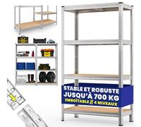 Monzana® étagère Charge Lourde 4 Niveaux 160x90x40cm | étagères modulables, 160 x 90 x 40 cm, 4 plateaux en MDF, charge max de 700kg, structure en métal galvanisé, fixation murale