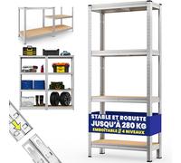 Monzana® Étagère Charge Lourde 4 Niveaux 170x75x30cm Étagère métallique modulable Max 280kg Rangement Garage Atelier
