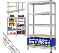 MONZANA® Étagère charge lourde 5 niveaux 170x75x30cm Étagère métallique modulable max 350kg Rangement garage atelier