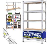 MONZANA® Étagère charge lourde 5 niveaux 180x90x60cm Étagère métallique modulable max 875kg Rangement garage atelier
