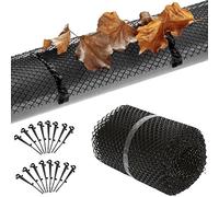 MONZANA® Grillage de Protection gouttière 6m 16 Clips Fixation se découpe résistant intempéries protège-gouttière Grille Anti-Feuilles Noir