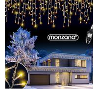 Monzana Guirlande lumineuse 10m - 200 LED | Couleur Blanc Chaud, Décoration Noel, Mariage, Illumination, éclairage en cascade, pour intérieur comme extérieur, 24V, 6W