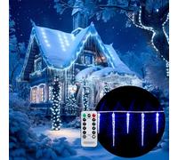 MONZANA® Guirlande lumineuse stalactites 40 LED Bleu Télécommande Minuterie 8 modes Illumination Extérieur décoration noël