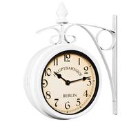 Monzana® Horloge de Gare Blanche à Double Face 29 x 9,5 x 32,5 cm Montre Murale à Quartz Vintage 2 Cadrans Ambiance Gare