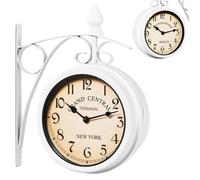 Monzana® Horloge de Gare Blanche à Double Face 29 x 9,5 x 32,5 cm Montre Murale à Quartz Vintage 2 Cadrans Ambiance Gare