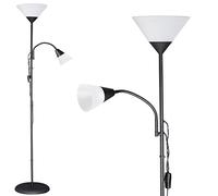 MONZANA® Lampadaire avec liseuse Noir 175 cm Réglable E27 Lampe orientable sur pied Projecteur de plafond Lampe de lecture