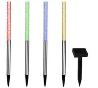 MONZANA Lot de 4 lampes solaires extérieur multicolore jardin baton lumineux LED pour sol éclairage solaire 8h autonomie