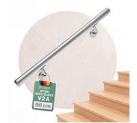 MONZANA® Main courante acier inoxydable V2A rampe d'escalier rambarde barre 80 cm support mural intérieur extérieur