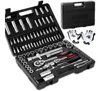 Monzana | Mallette à outils • jeu de douilles • 94 pièces | Acier au chrome vanadium • kit d'outils avec gants de travail | set