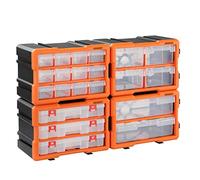 Organisateur pour outils plastique transparent 29,5x19,5 x16cm boîtes rangement 72 compartiments tiroirs caisse vis incluses atelier garage