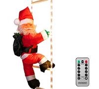 MONZANA® Père Noël échelle extérieur grimpeur lumineux LED XL 90cm escalade minuteur 8 fonctions éclairages télécommande décoration personnage noël