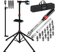 MONZANA® Pied d’atelier vélo pliable 30kg ynamométrique 1/4" 1-25 Nm 18 pcs boîte sac de rangement pied de réparation vélo support VTT
