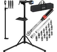 MONZANA® Pied d’atelier vélo pliable 50kg ynamométrique 1/4" 1-25 Nm 18 pcs boîte sac de rangement pied de réparation vélo électrique support VTT
