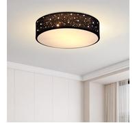 Monzana Plafonnier Ciel étoilé Rond Ø 30cm Abat-jour Tissu 40 Watt Séjour Chambre Plafonnier Tissu Lampe noir 1xE27 Lampe plafond ro