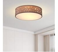 Monzana Plafonnier Ciel étoilé Rond Ø 30cm Abat-jour Tissu 40 Watt Séjour Chambre Plafonnier Tissu Lampe taupe 1xE27 Lampe plafond r