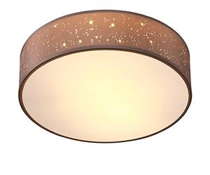 MONZANA® Plafonnier Ciel étoilé Rond Ø 38cm Abat-jour Tissu 40 Watt Séjour Chambre Plafonnier Tissu Lampe taupe 2xE27 Lampe plafond ronde