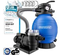 MONZANA® Pompe filtre à sable 9,6 m³ auto-amorçante pour piscines jusqu’à 30 m³ boules 1kg vanne 7 voies raccord 2en1 Ø32-38mm système de filtration à sable