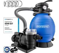 MONZANA® Pompe filtre à sable 9,6 m³ auto-amorçante pour piscines jusqu’à 30 m³ préfiltre vanne 7 voies raccord 2en1 Ø32-38mm système de filtration à sable