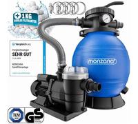 MONZANA® Pompe filtre à sable 9.600 l/h 400W 1200g boules filtration raccord 2en1 32-38mm système de filtre à sable 7 voies pompe