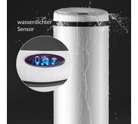 MONZANA® Poubelle automatique acier inoxydable 30L capteur mouvement imperméable sans contact affichage LED câble USB poubelle de cuisine blanc