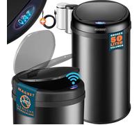 MONZANA® Poubelle automatique acier inoxydable 50L capteur mouvement imperméable sans contact affichage LED câble USB poubelle de cuisine noir