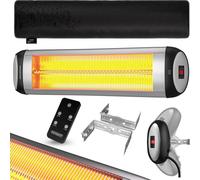 MONZANA® Radiateur infrarouge MZH2501 minuteur 24h 2500W 3 niveaux chauffage télécommande housse 90° extérieur chauffage radiant terrasse argent