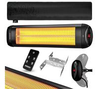 MONZANA® Radiateur infrarouge MZH2501 minuteur 24h 2500W 3 niveaux chauffage télécommande housse 90° extérieur chauffage radiant terrasse noir