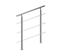 MONZANA® Rampe d'escalier 100 cm acier inoxydable 3 traverses main courante balustrade garde-corps aide escalier balcon intérieur extérieur