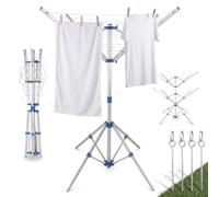 Monzana® Sechoir A Linge Pliable Type Parapluie 14 M, Etendoir Linge Exterieur Compact pour Lessive, Alternative Tancarville Et Portant A Vetement pour Jardin Balcon Camping