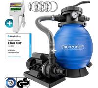 MONZANA® Système de filtre à Sable 10.200L/h pompe piscine auto-amorçage testeur d’eau électronique chlore pH 450W Ø32-38mm vanne 7 voies certifié