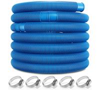 Monzana® Tuyau Piscine 38 mm 14m Flexible Manchons 5X Colliers Tuyau Filtration Piscine Hors-Sol Pompe Filtre à Sable Tuyau annelé étanche résistant UV Chlore Bleu