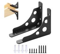 Mooche 2 Pièces Équerre Étagere Murale Robustes de 15 x 11 CM, Support Étagere Murale Pratique, Equerre Etagere Murale à Angle 90°, Equerre Etagere en Acier Inoxydable Épais Application Large, Noir